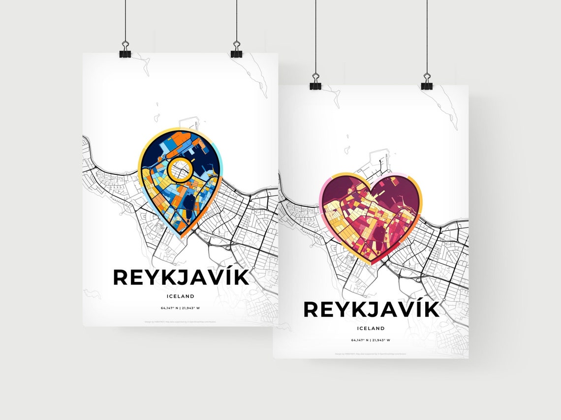 Reykjavik Iceland Where It All Began Heart Map Coordinates Poster - Image 2