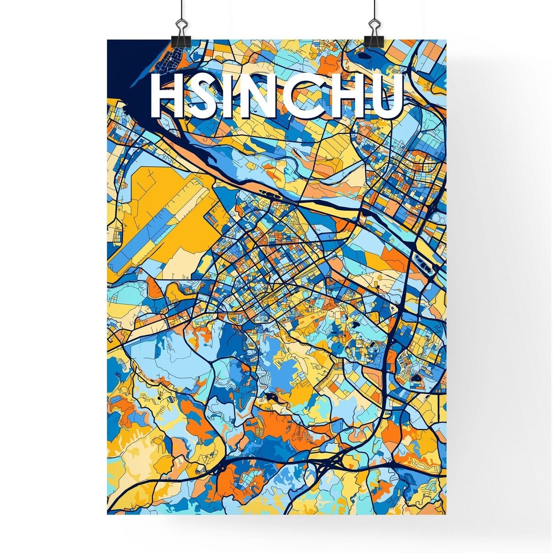 Hsinchu Taiwan Colorful Modern City Street Map Travel Decor Poster - Image 4