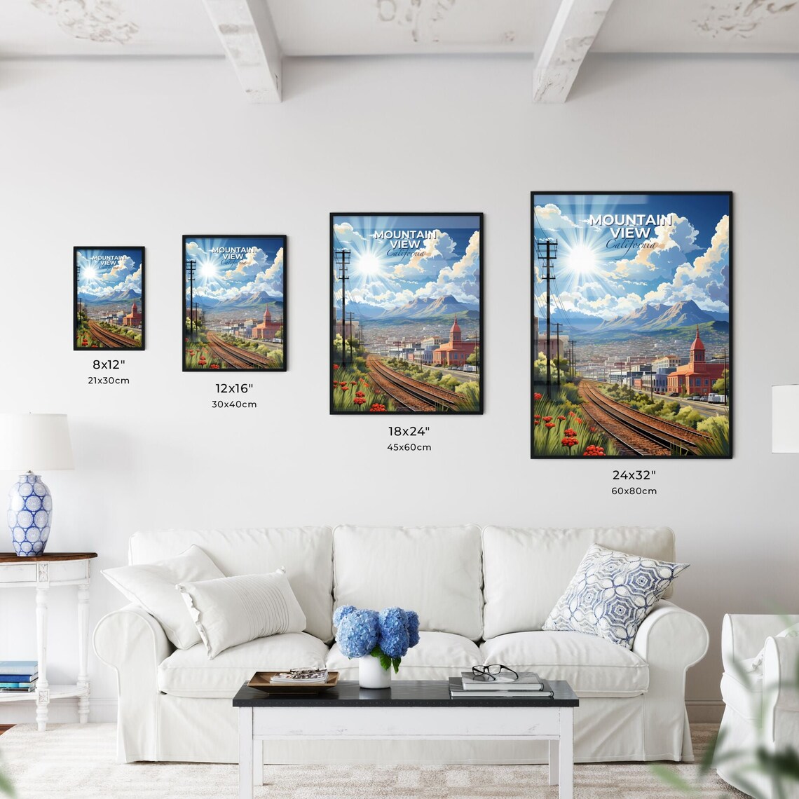 Mountain View California Rail Tracks Sunny Valley Travel Poster - Image 3