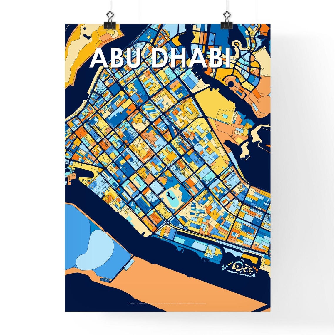 Abu Dhabi UAE Colorful Modern City Street Map Travel Decor Poster - Image 4