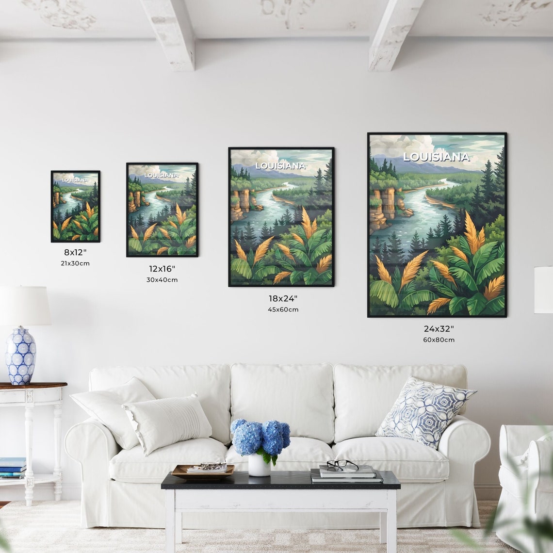 Louisiana Winding River Forest Cliffs Vintage Nature Travel Poster Art - Image 3