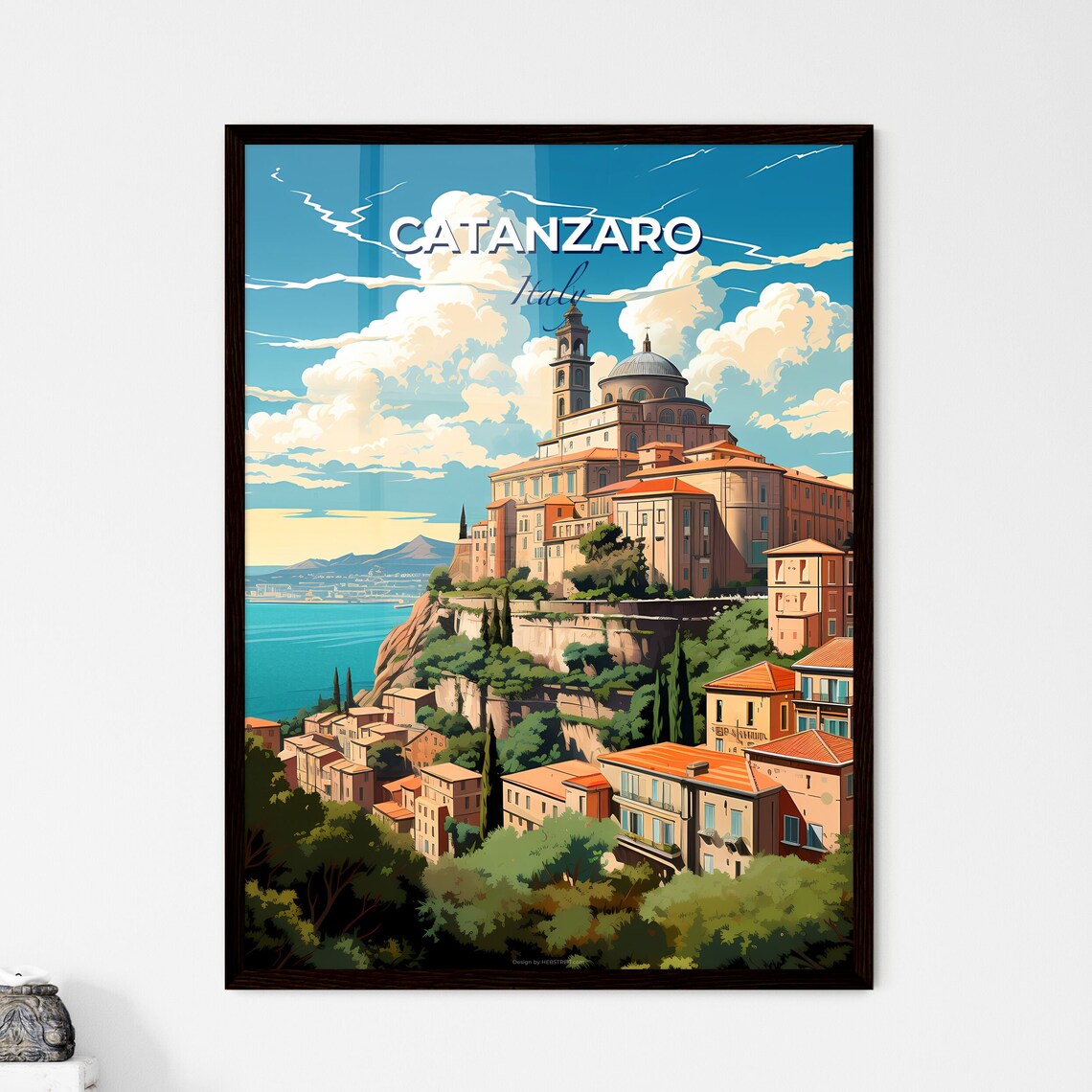 Catanzaro Italy Hilltop Church Above Coastal Old Town Vista Poster