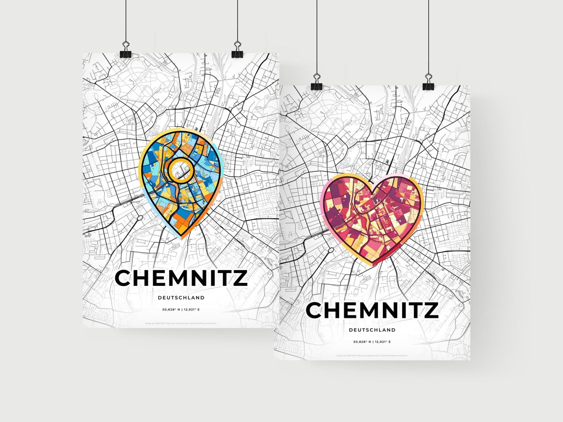 Chemnitz Germany Where It All Began Heart Map Coordinates Poster - Image 2