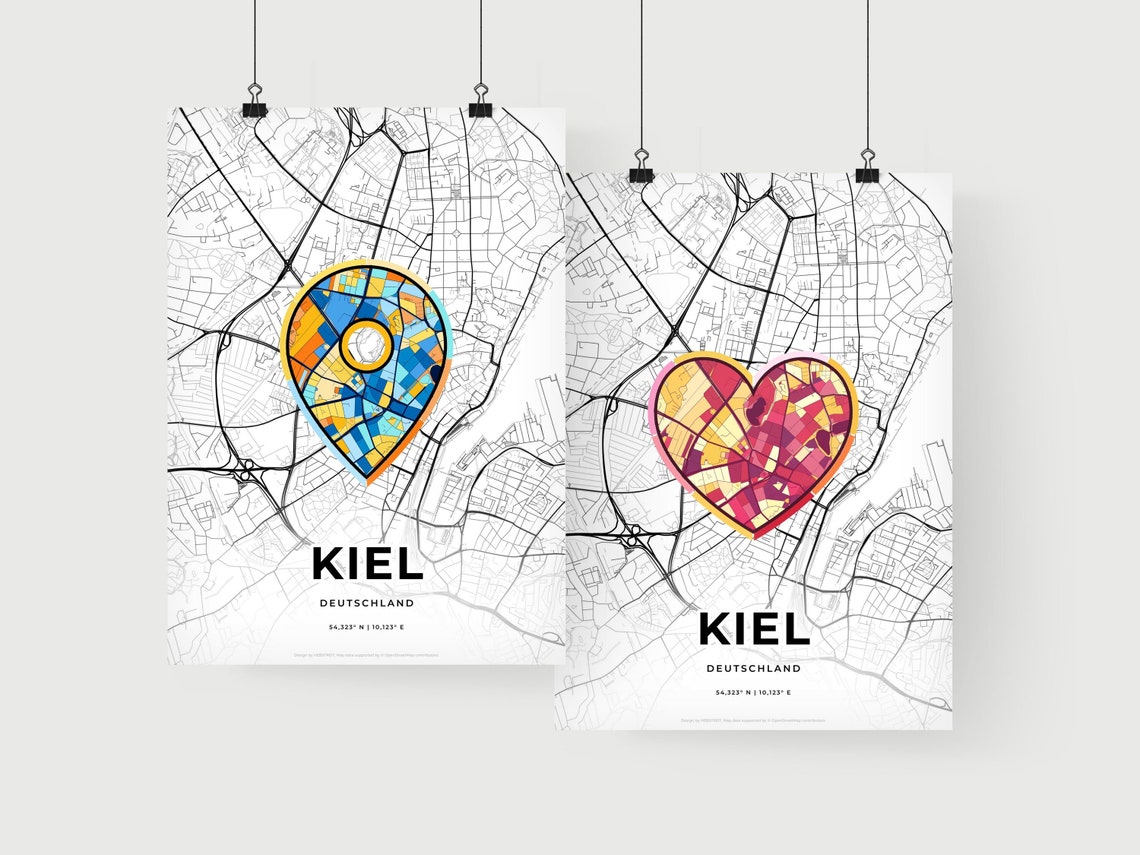 Kiel Deutschland City Map Red Heart Street Map Poster Germany Gift - Image 2