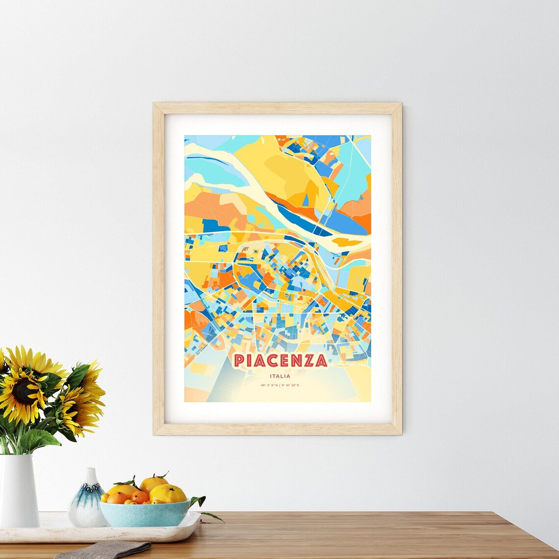 Piacenza Italy Colorful Modern Street Map City Decor Art Poster - Image 2