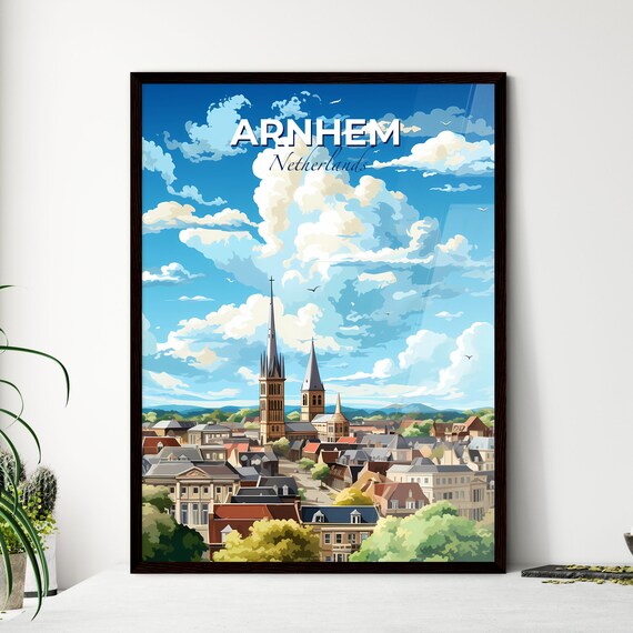 Arnhem Netherlands Historic Church Towers over the Old Town Poster