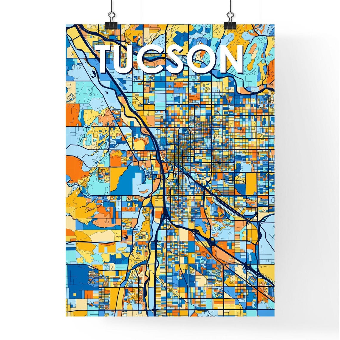 Tucson Arizona Desert City Map Colorful Art Print Wall Decor - Image 4