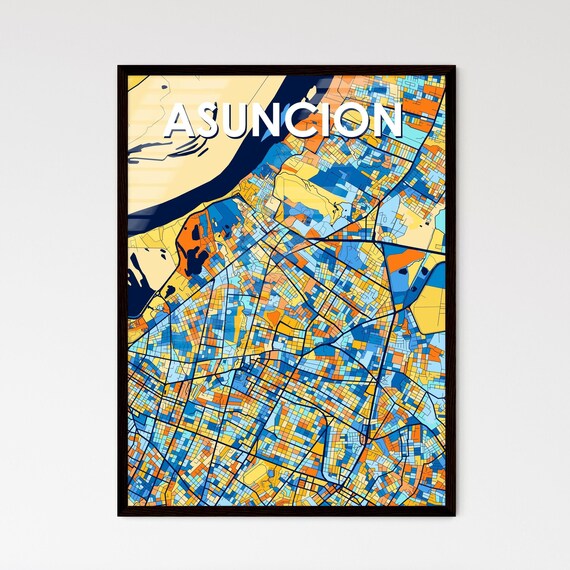 Asuncion Paraguay Colorful Vibrant City Street Map Art Poster