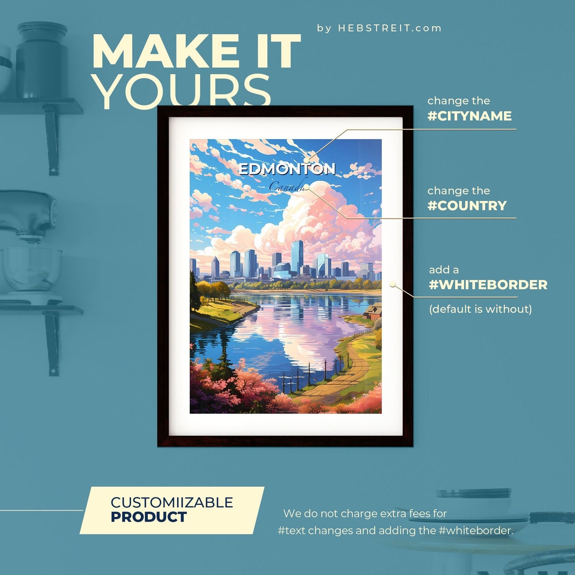 Edmonton Canada Downtown Skyline River Sunset Glow Travel Poster - Image 2