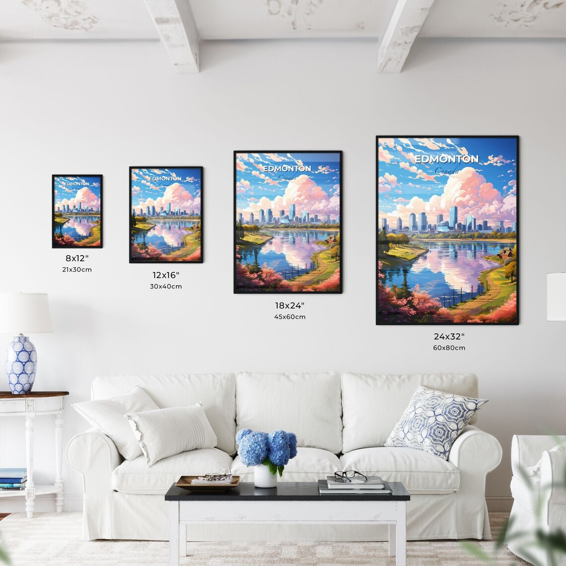 Edmonton Canada Downtown Skyline River Sunset Glow Travel Poster - Image 3