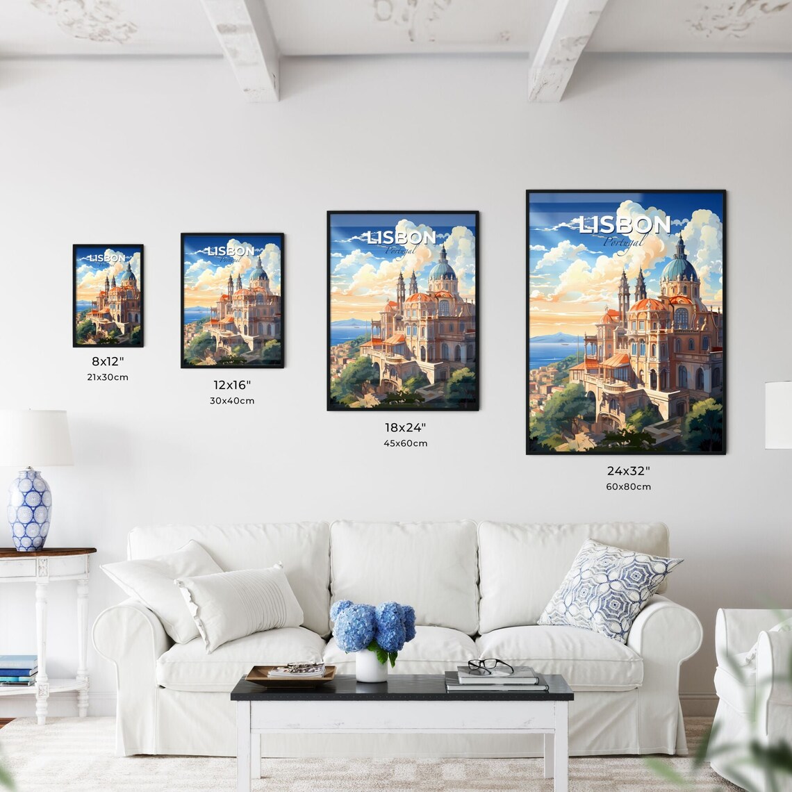 Vivid Lisbon Portugal Domed Historic Palace Over the Bay Poster - Image 3