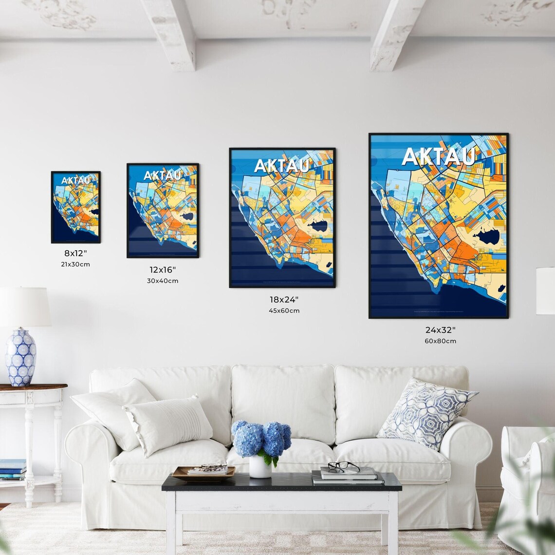 Aktau Kazakhstan Modern Colorful Map Art City Street Design Poster - Image 3