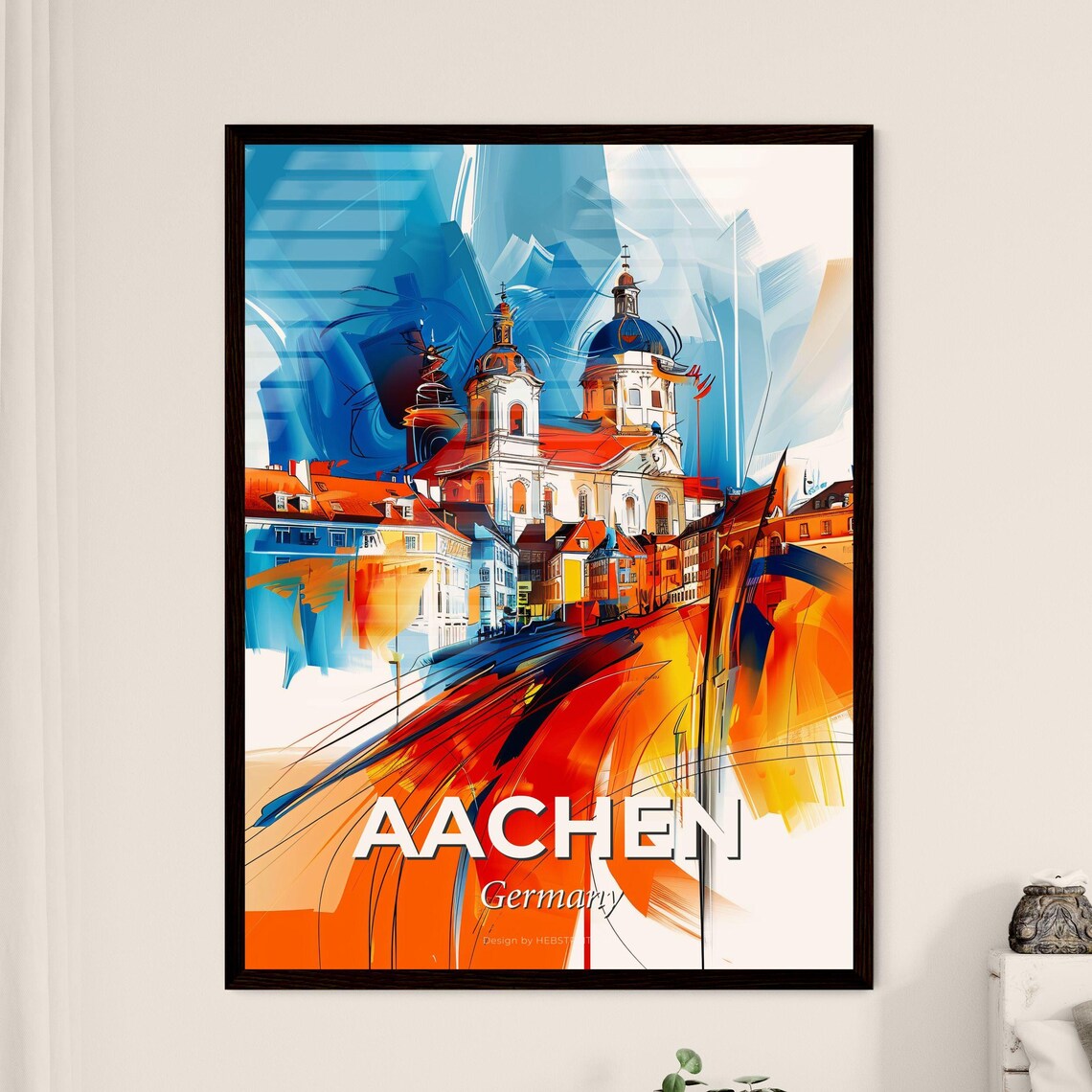 Aachen Germany Bold Abstract Cathedral Dome Painting Art Poster