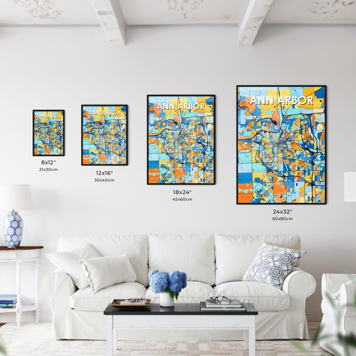 Ann Arbor Michigan Colorful Street Map Art Home Decor Poster - Image 3