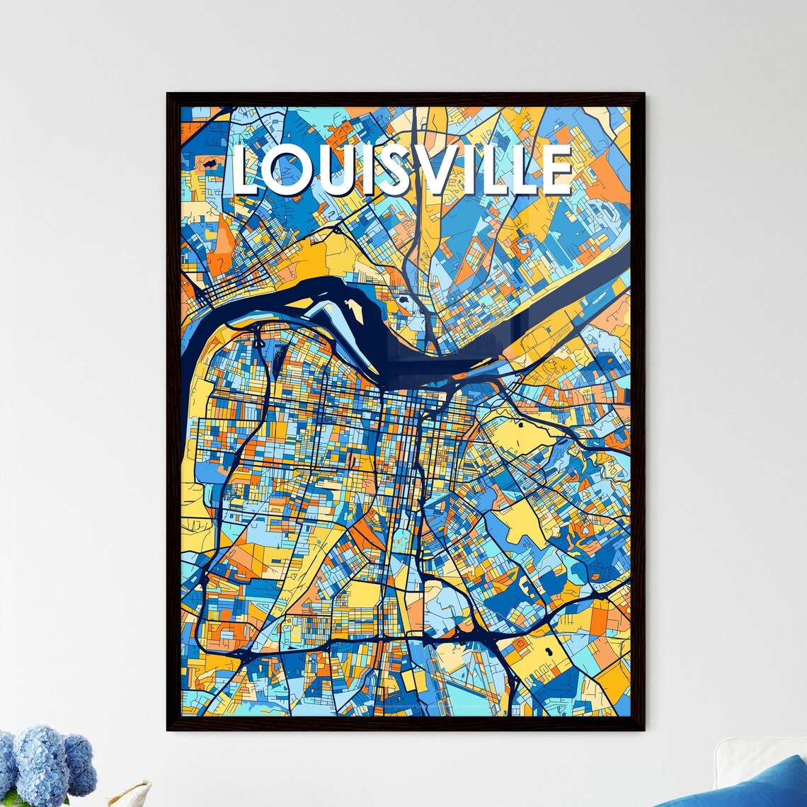 Louisville Kentucky Vibrant Colorful Geometric Street Grid City Map Art Poster