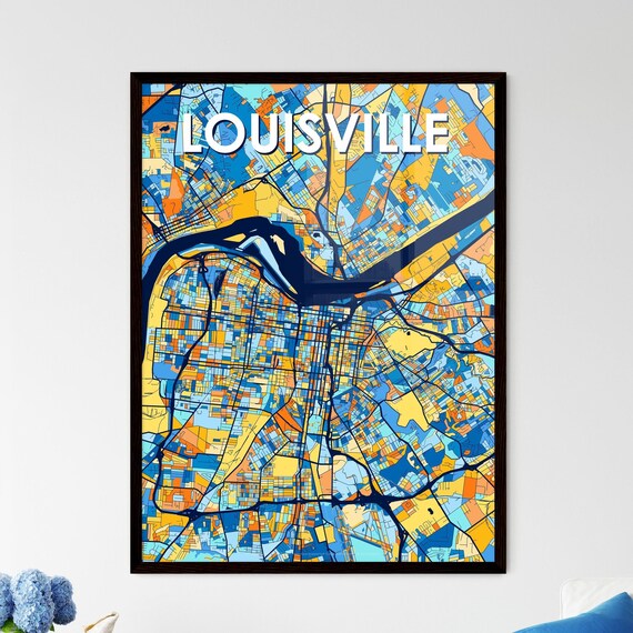 Louisville Kentucky Vibrant Colorful Geometric Street Grid City Map Art Poster