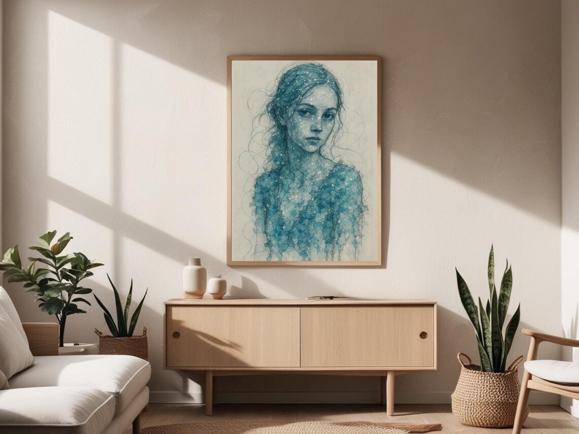 Snowfall Woman Portrait, Winter Night Portrait