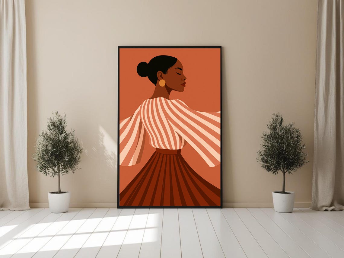 Elegant Woman Minimalist Illustration, Modern Decor