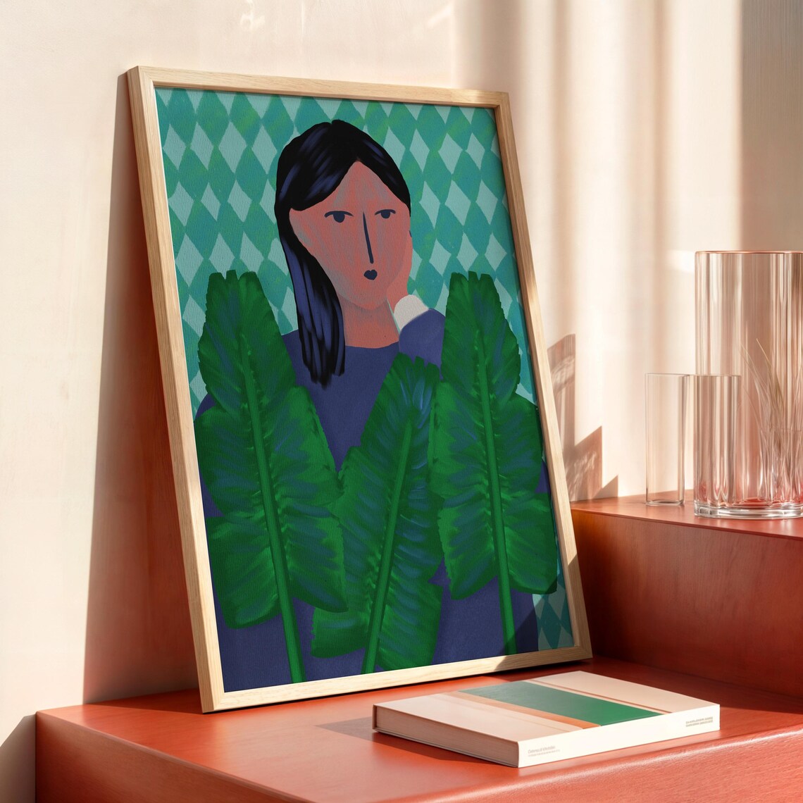 A Girl Behind The Leaves Modern Poster - Image 3