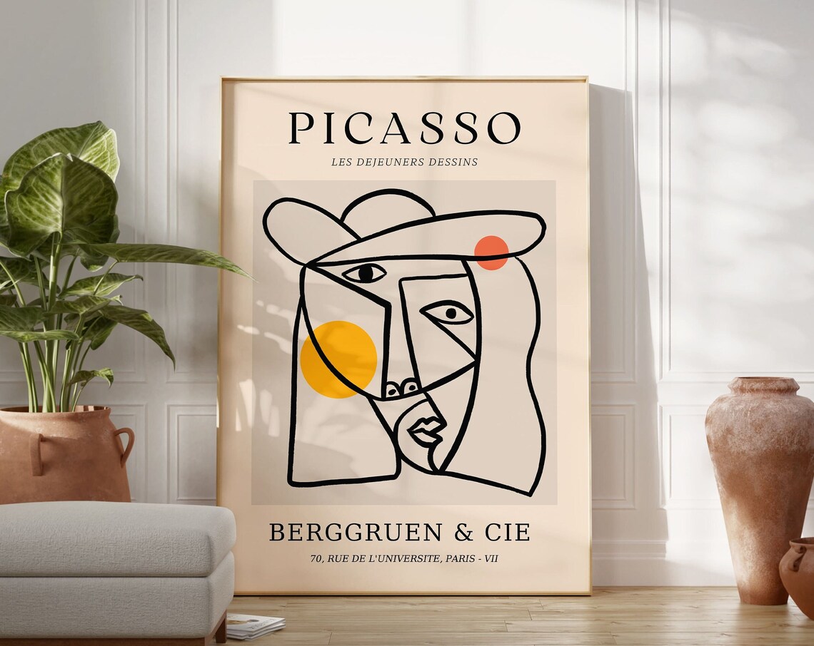 Picasso Berggruen Exhibition Line Face Gallery Drawing Poster