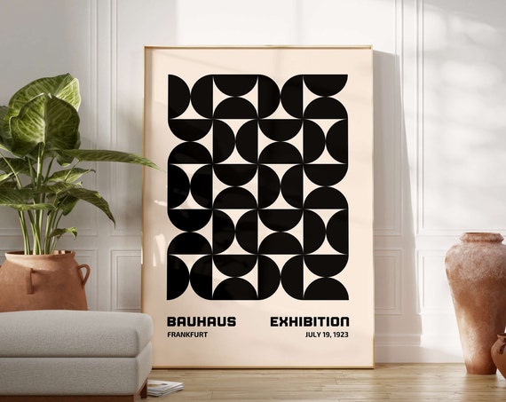 Bauhaus Poster Print Black Bauhaus Exhibition Poster Abstract Print Boho Wall Art Abstract Wall Art