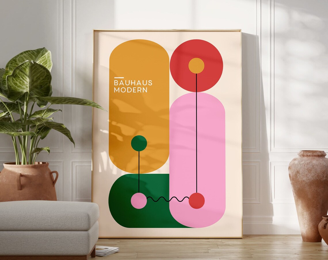 Geometric Bauhaus Exhibition Poster, Mid-Century Modern - Image 2