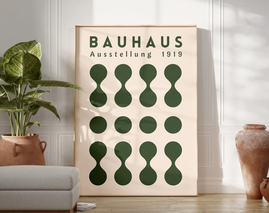 Bauhaus Ausstellung 1919 Green Geometric Abstract Shapes Poster
