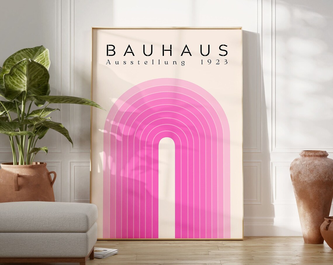 Bauhaus Exhibition Poster, Boho Retro Abstract Print