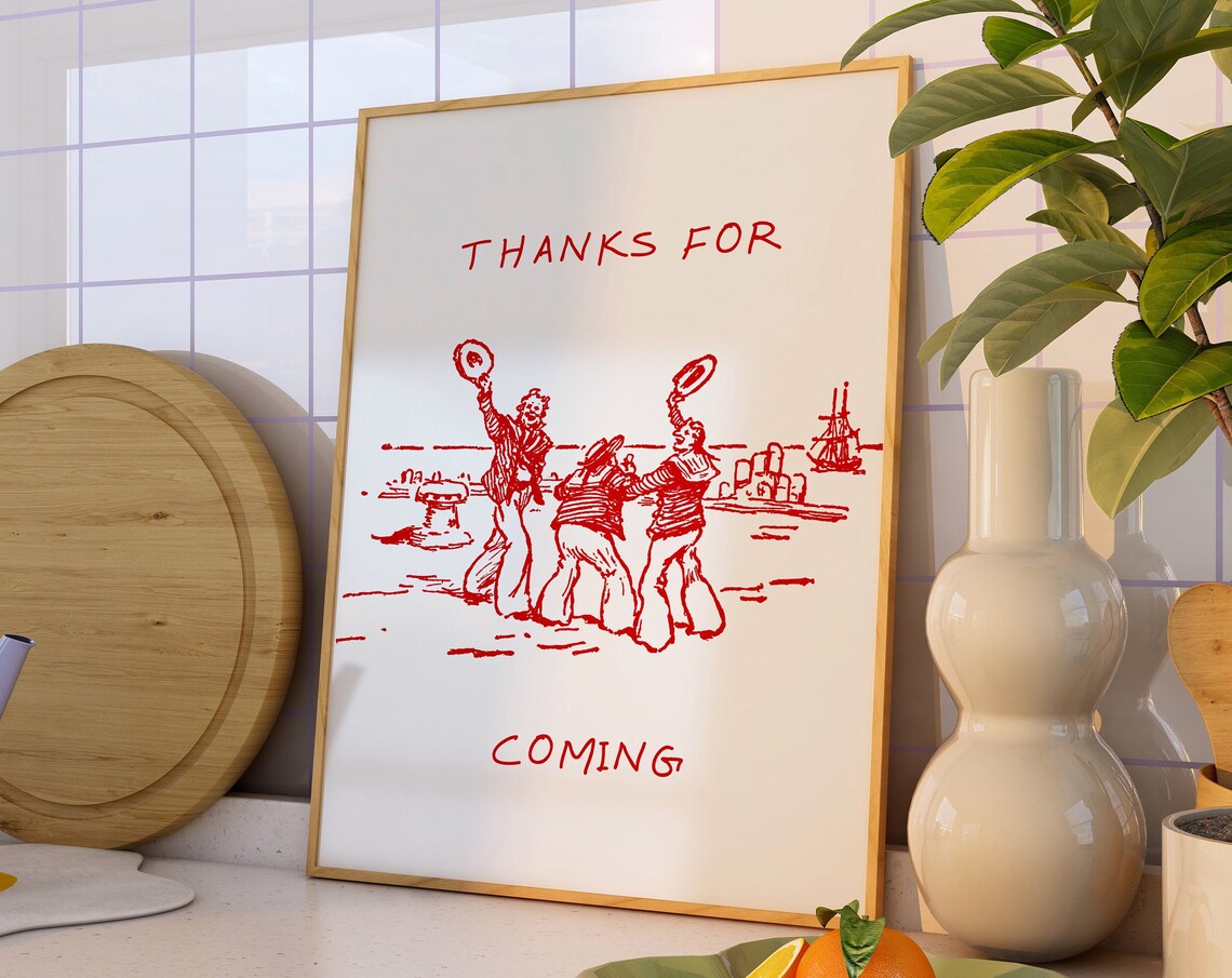 Thanks for Coming Red Vintage Sailors Dock Farewell Wall Poster