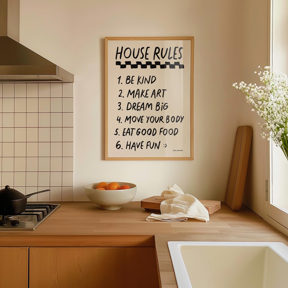 Sweet House Rules Be Kind Make Art Dream Big Happy Family Poster - Image 4
