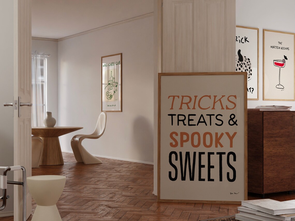 Tricks Treats And Spooky Sweets Halloween Typography Party Poster - Image 4