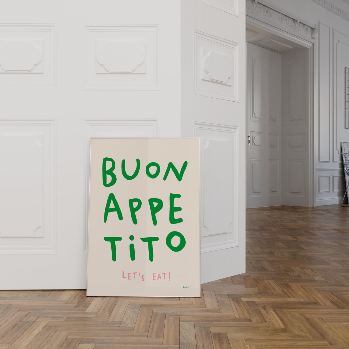 Buon Appetito Lets Eat Green Hand Lettered Italian Food Poster - Image 2