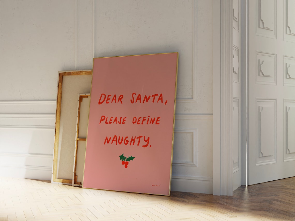 Dear Santa Please Define Naughty Pink Cheeky Christmas Poster
