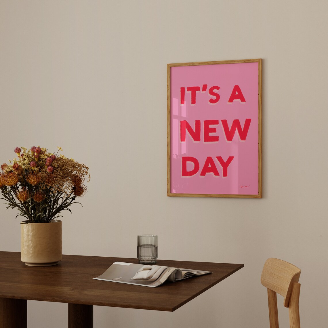 It's A New Day Bold Red Pink Positive Morning Affirmation Poster - Image 2
