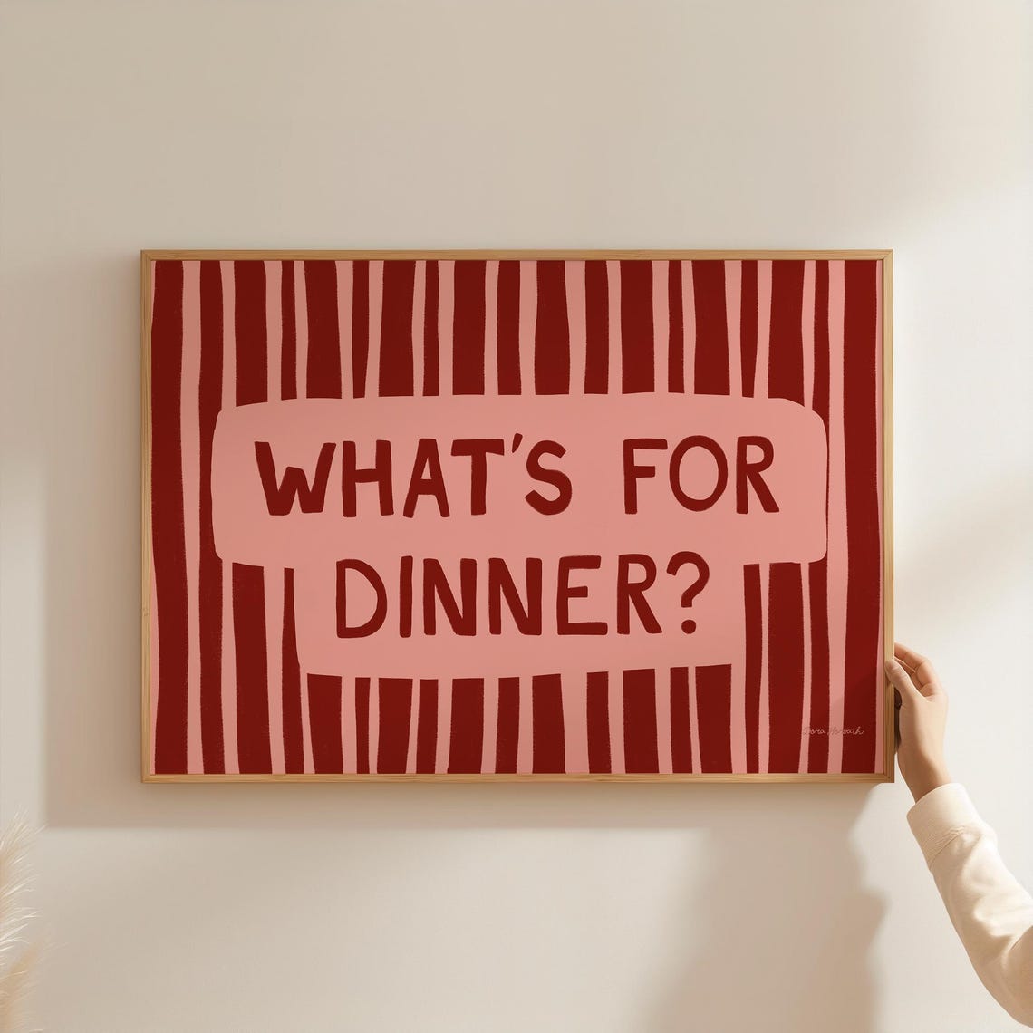 Whats For Dinner Wall Art Horizontal Kitchen Print Funny Kitchen Poster Typography Print Aesthetic Dining Room Poster Gallery Wall Art