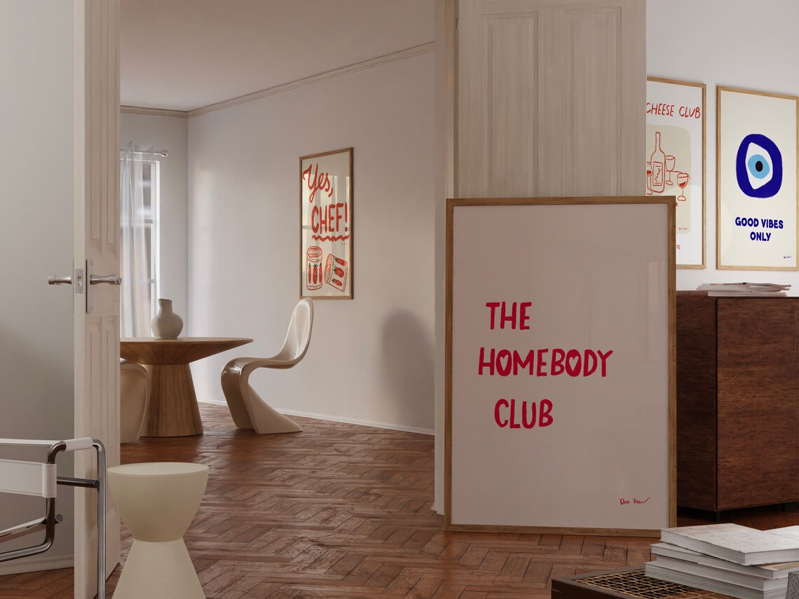 The Homebody Club Red Hand Lettered Quote Poster Cozy Wall Decor - Image 3