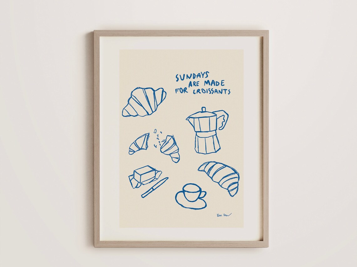 Sundays Are Made for Croissants Moka Pot Espresso Breakfast Poster - Image 3