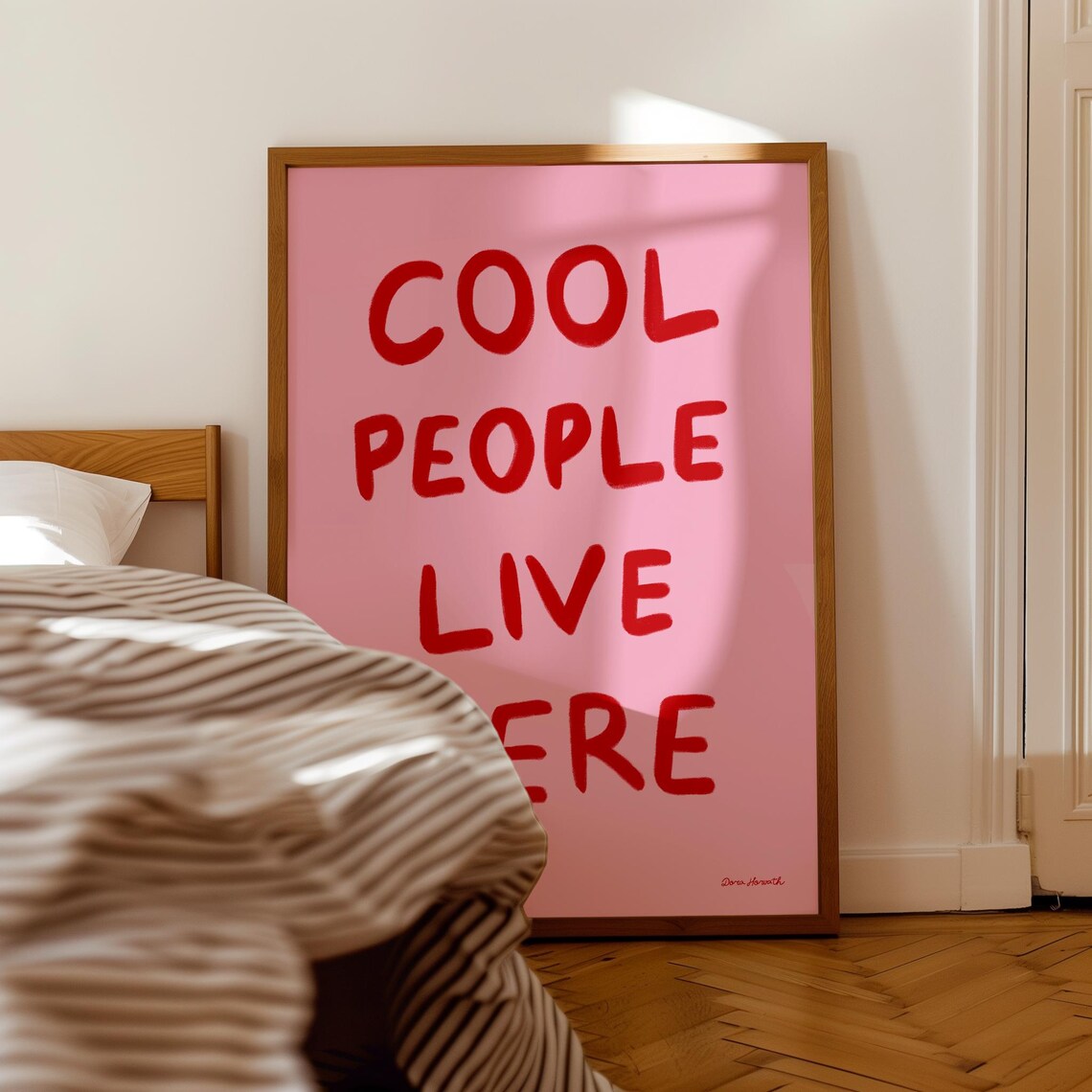 Cool People Live Here Bold Red Pink Typography Quote Art Poster - Image 2