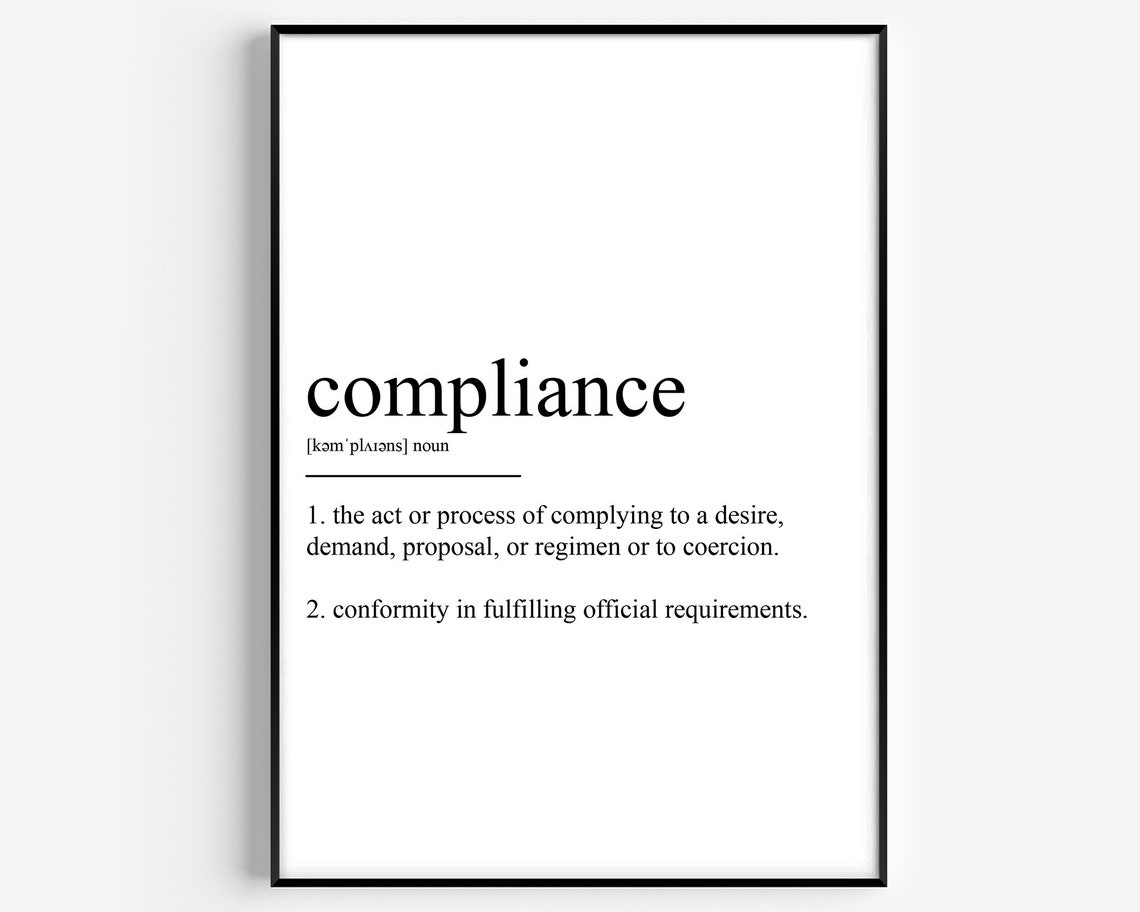 Compliance Dictionary Definition Quote Minimalist Wall Poster