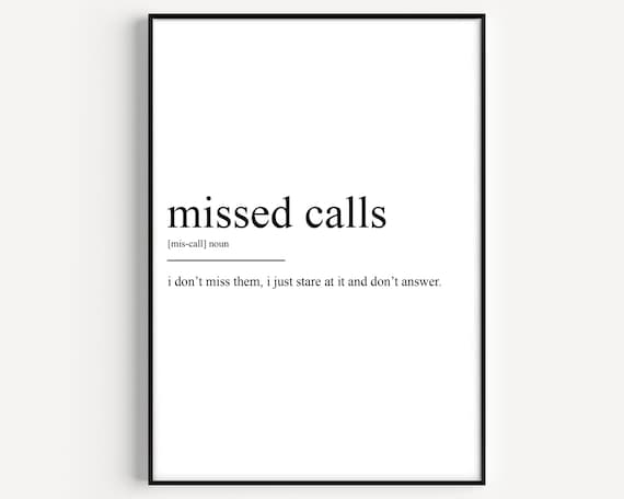 Funny Missed Calls Phone Dictionary Definition Humor Quote Poster