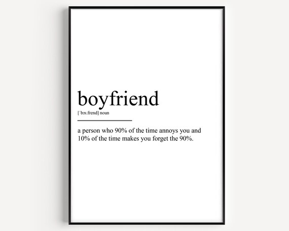 Funny Boyfriend Definition Dictionary Style Quote Poster For Girlfriends
