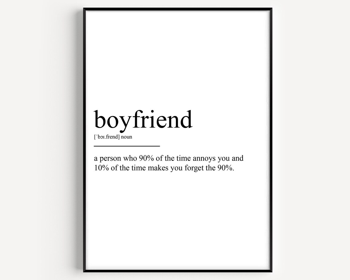 Funny Boyfriend Definition Dictionary Style Quote Poster For Girlfriends
