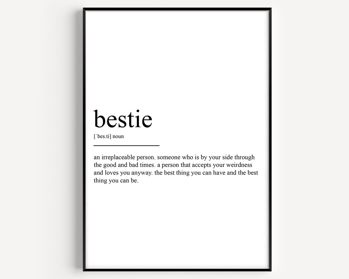 Bestie Definition Typography Print, Gift for Friend