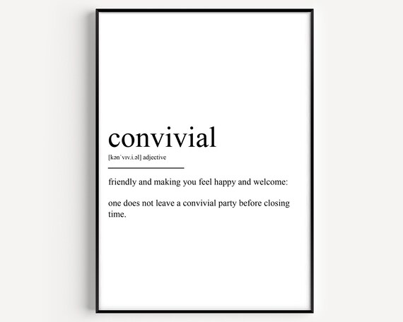 Convivial Dictionary Definition Word Meaning Poster For Home Decor