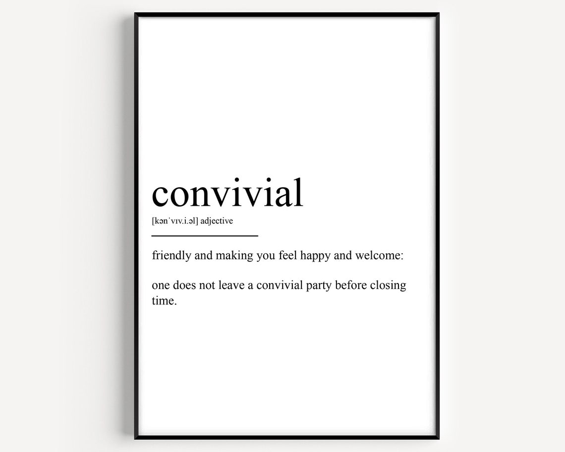 Convivial Dictionary Definition Word Meaning Poster For Home Decor