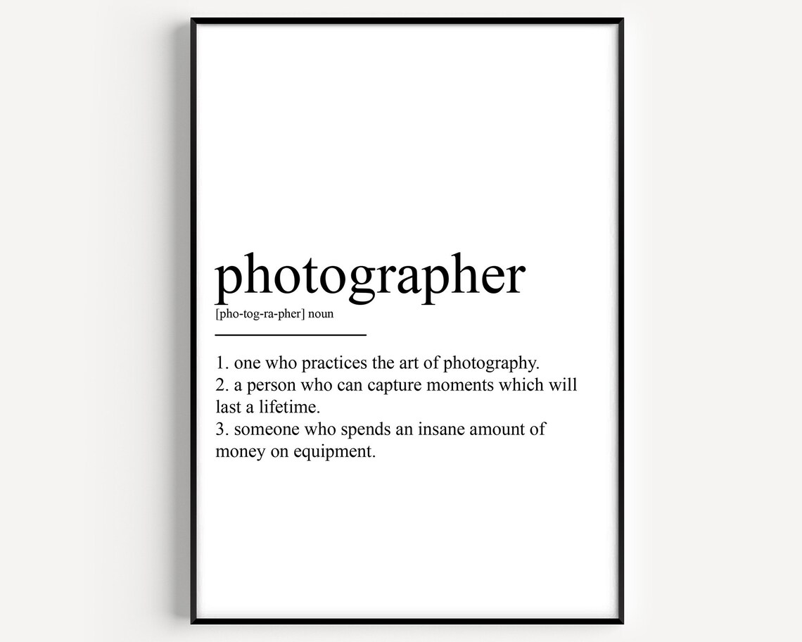 Photographer Definition Art Print, Office Decor