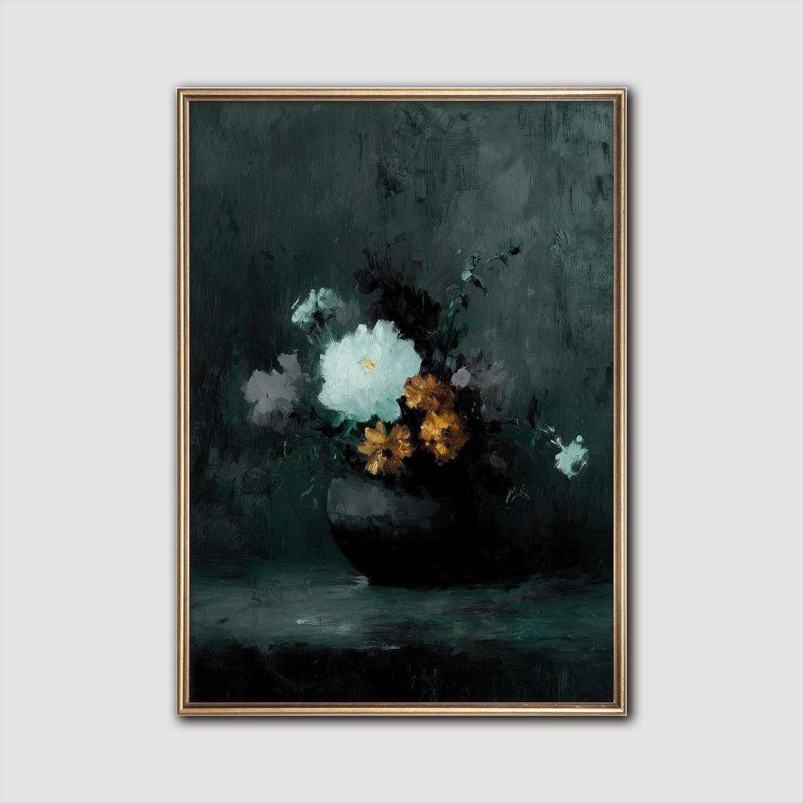 Dark Academia Moody Floral Still Life Gothic Botanical Wall Art