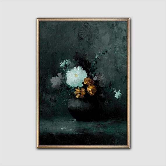 Dark Academia Floral Print Moody Gothic Botanical Wall Art