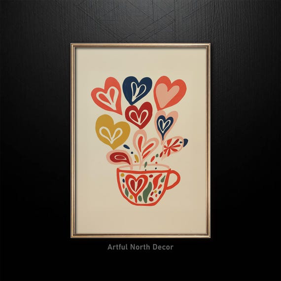 Coffee And Hearts Art Cozy Desk Decor