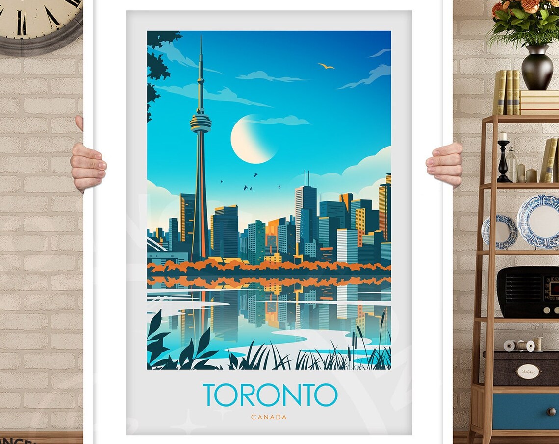 Toronto Skyline Travel Poster, Canada Cityscape - Image 3